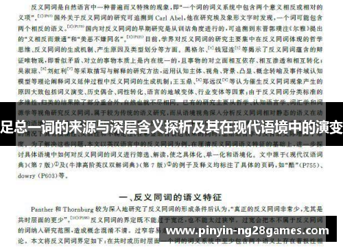 足总一词的来源与深层含义探析及其在现代语境中的演变 足总一词的来源与深层含义探析及其在现代语境中的演变