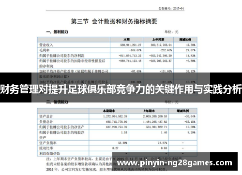 财务管理对提升足球俱乐部竞争力的关键作用与实践分析